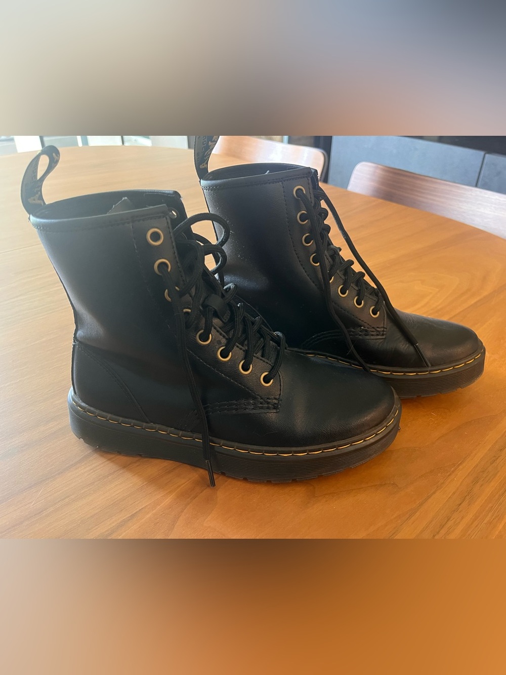 Dr. Martens Black Lace-Up Platform Boots Zavala